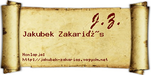 Jakubek Zakariás névjegykártya